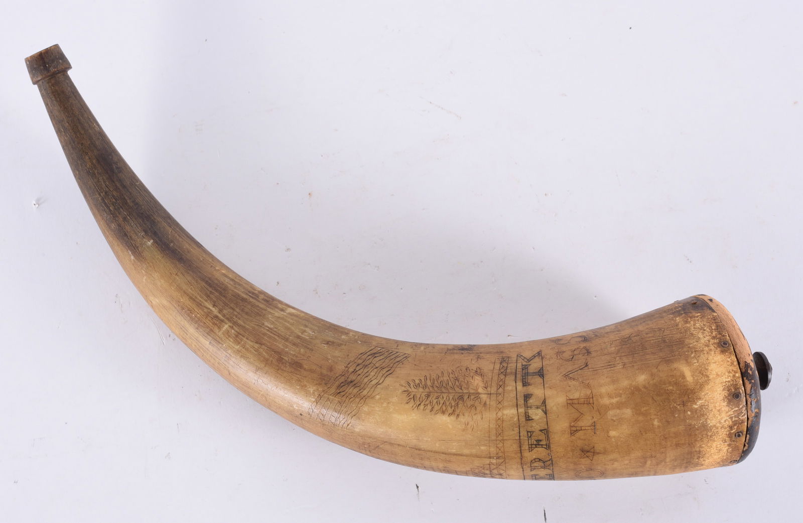 Identified Carved Powder Horn American Flag ca. 1860 (1 of 8)