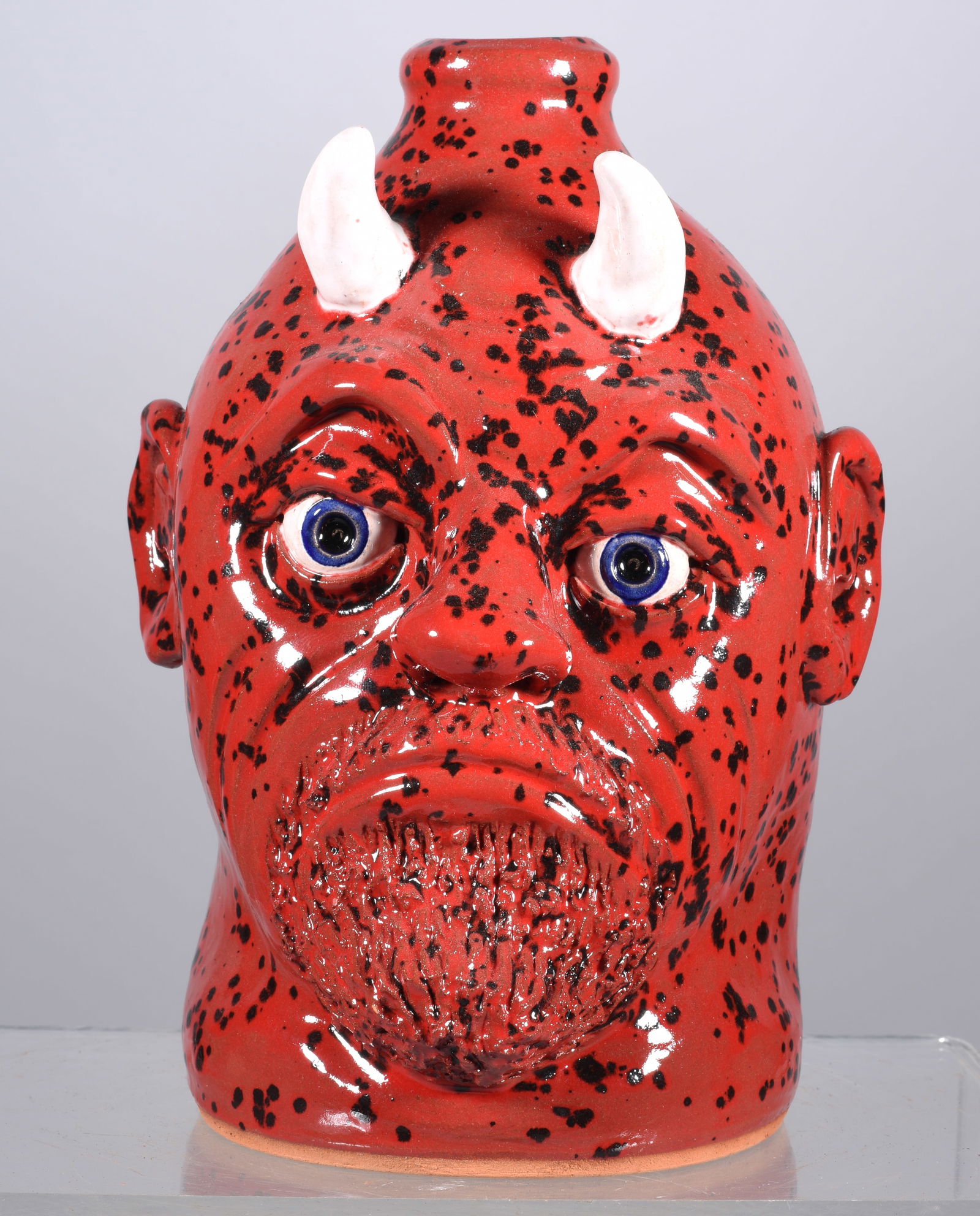 Lynn Walton Red Devil Face Jug (1 of 6)