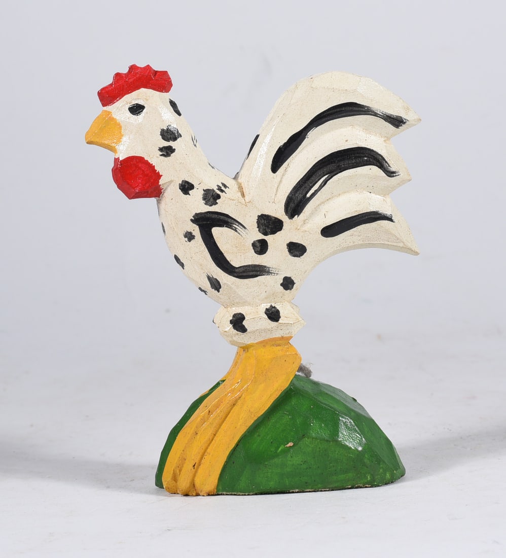Jonathan Bastian Folk Carving: 3" carved wood and paint, signed on bottom.