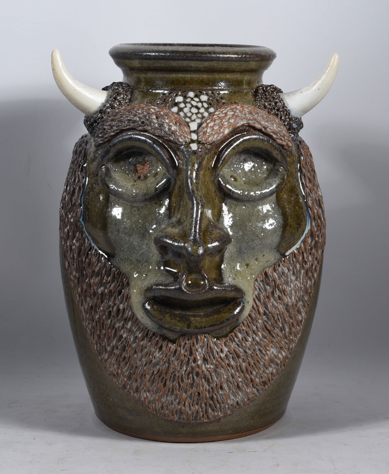 Ben North Folk Pottery Face Jar (1 of 5)