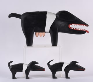 Minnie Adkins Folk Art Carved Pig Family