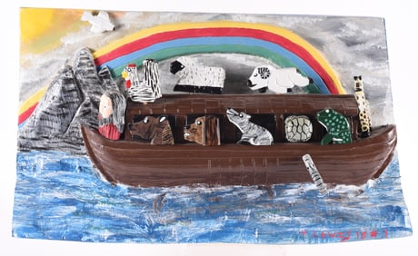 Tim Lewis Carved Relief Scene