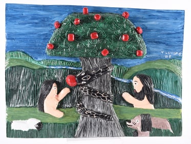 Tim Lewis Carved Relief Scene