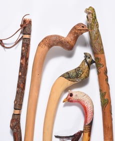 Folk Art Carved Walking Sticks (5)