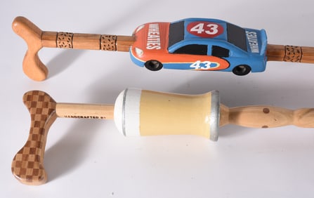 Folk Art Carved Walking Sticks (2)