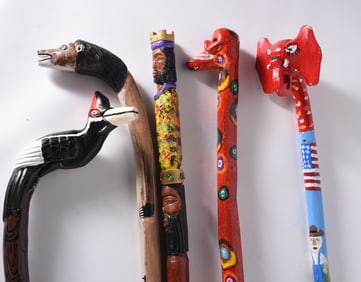 Folk Art Carved Canes (5)