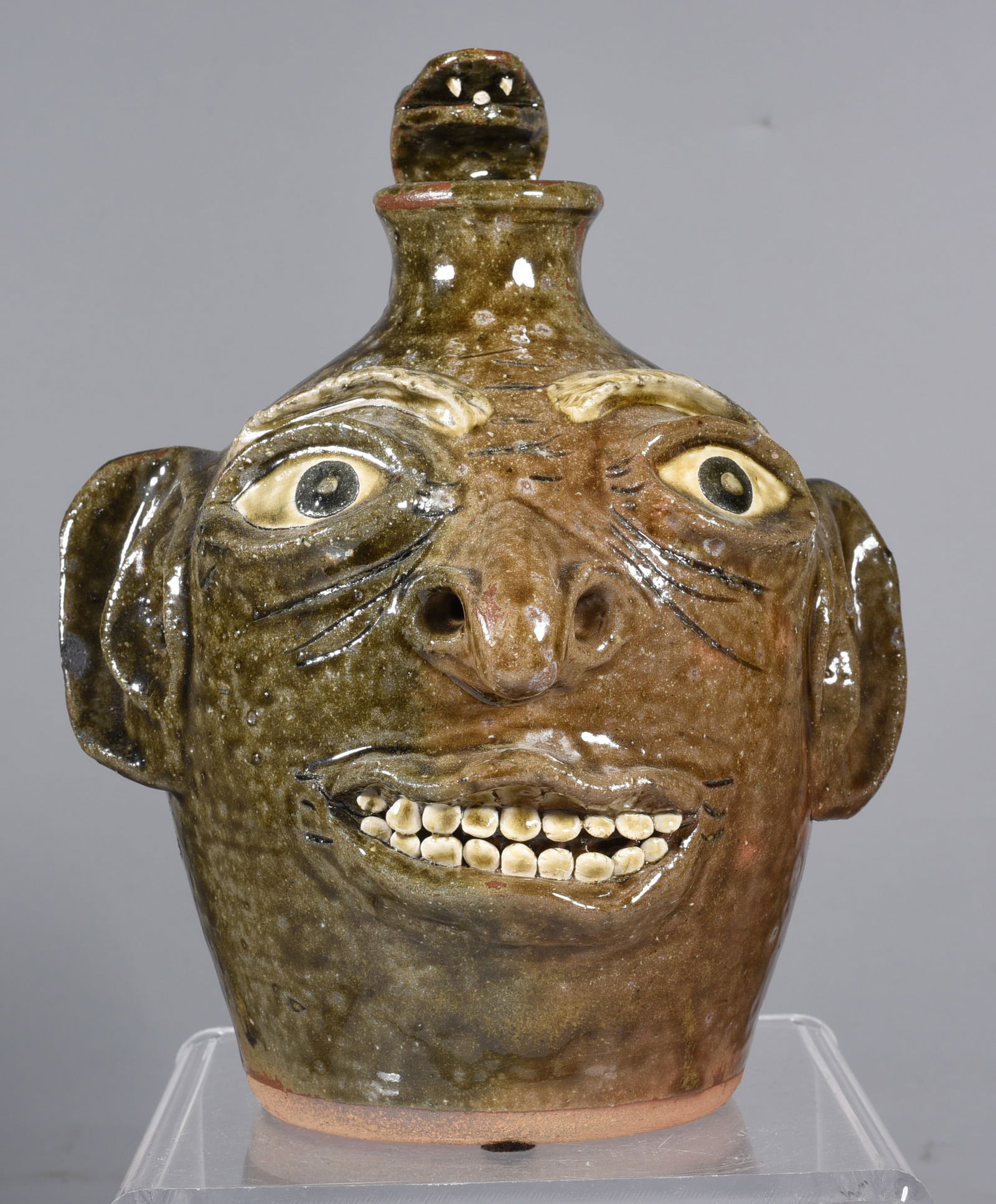 Joe Reinhardt Face Jug with Snake (1 of 6)