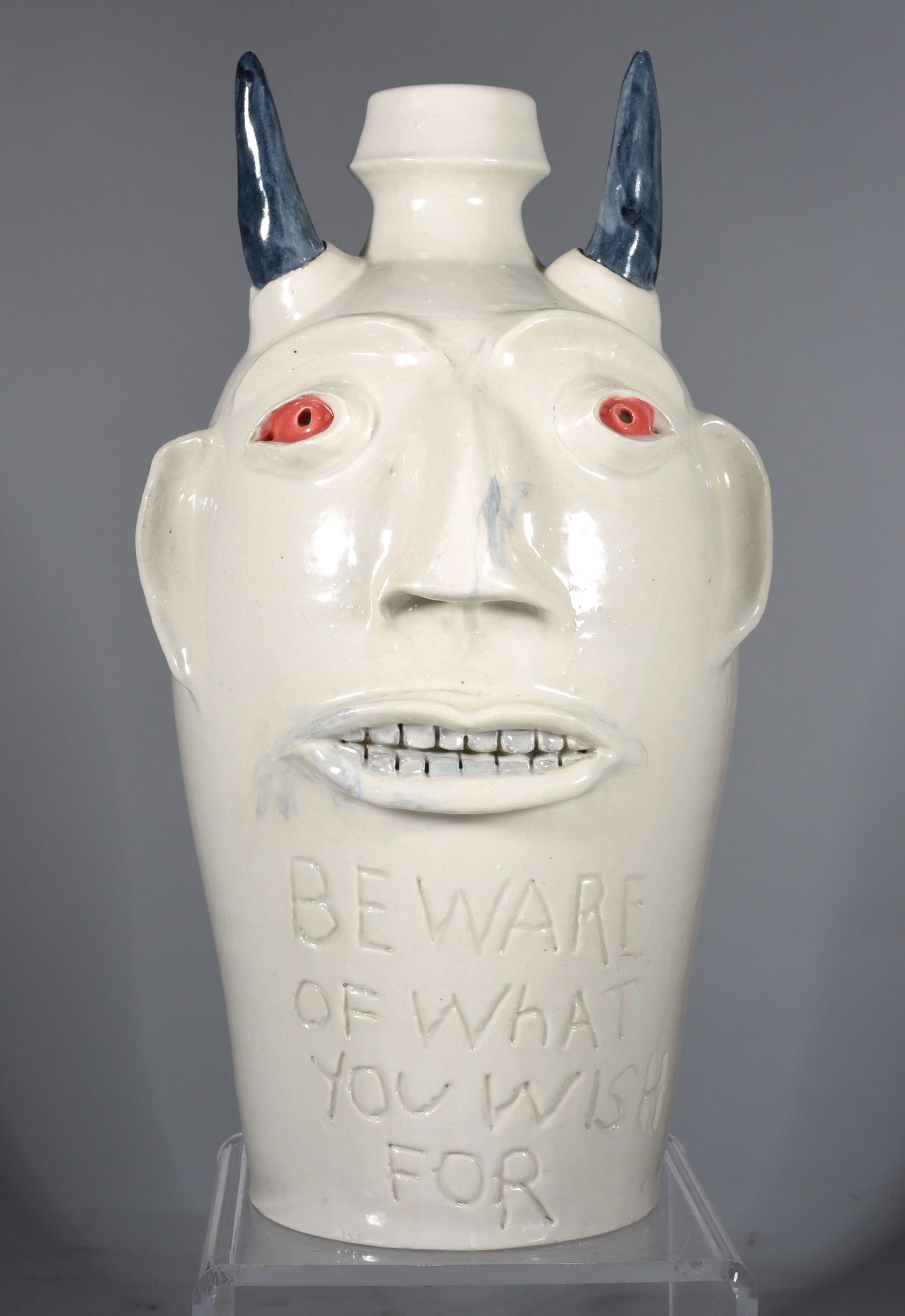 Randy Tobias White Devil Face Jug (1 of 5)