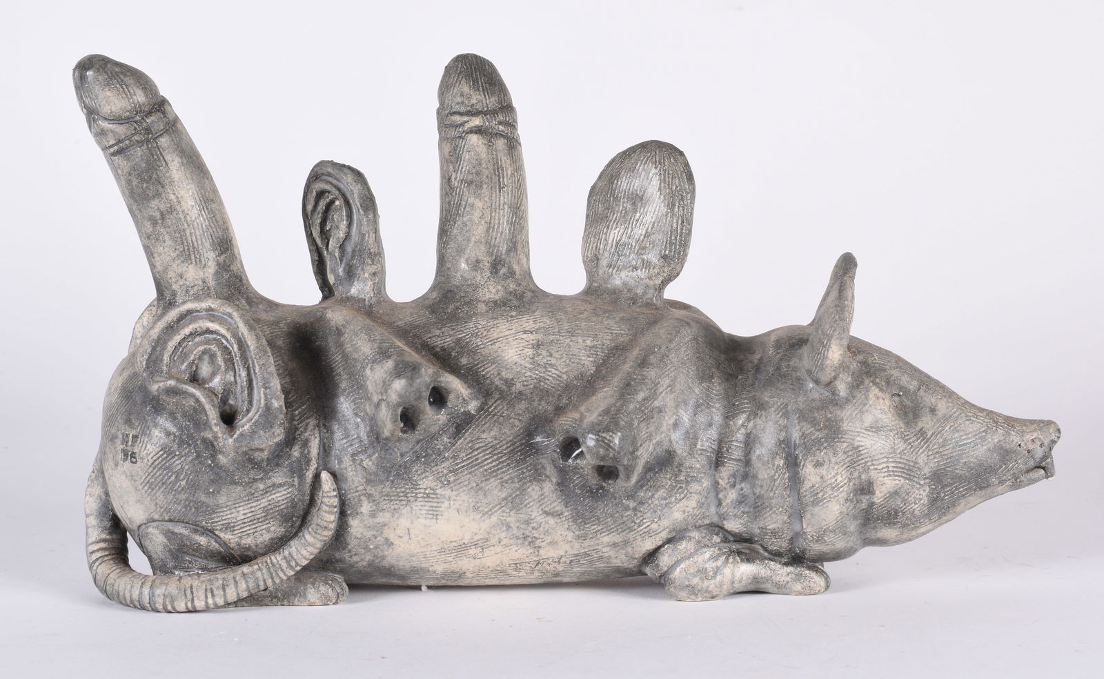 Phallic Pottery Pig Signed WF (1 of 7)