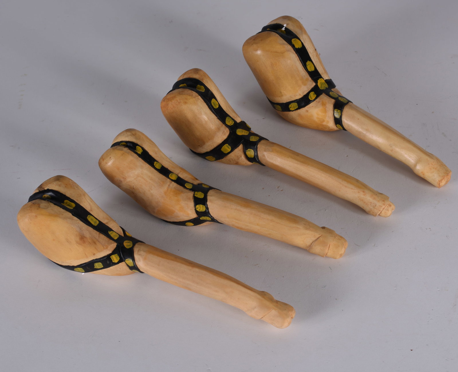 Wood Carved Phallic Penic Group: Average 9'' carved wood and stain.