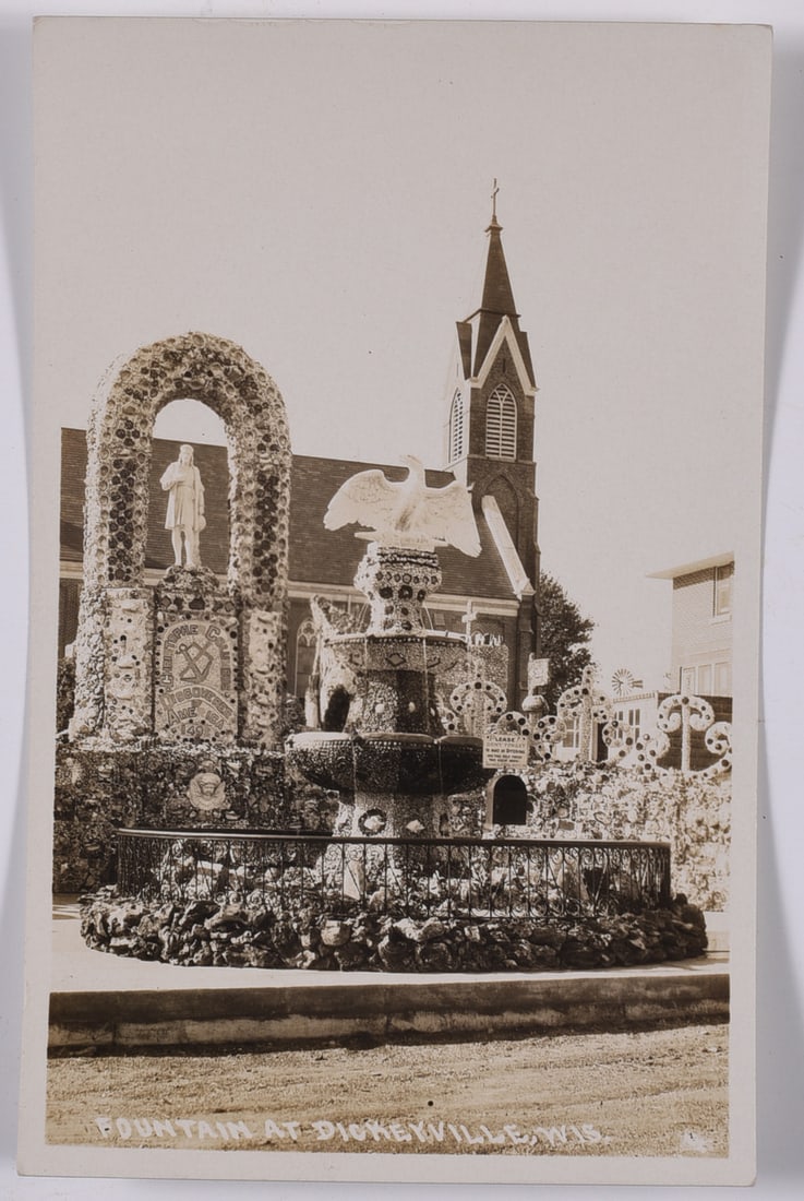 Outsider Art Post Card Fountain at Dickeyville Wisconsin: 5.5'' x 3.5'' see photos for condition and details. From a large collection of phallic and drag photos.