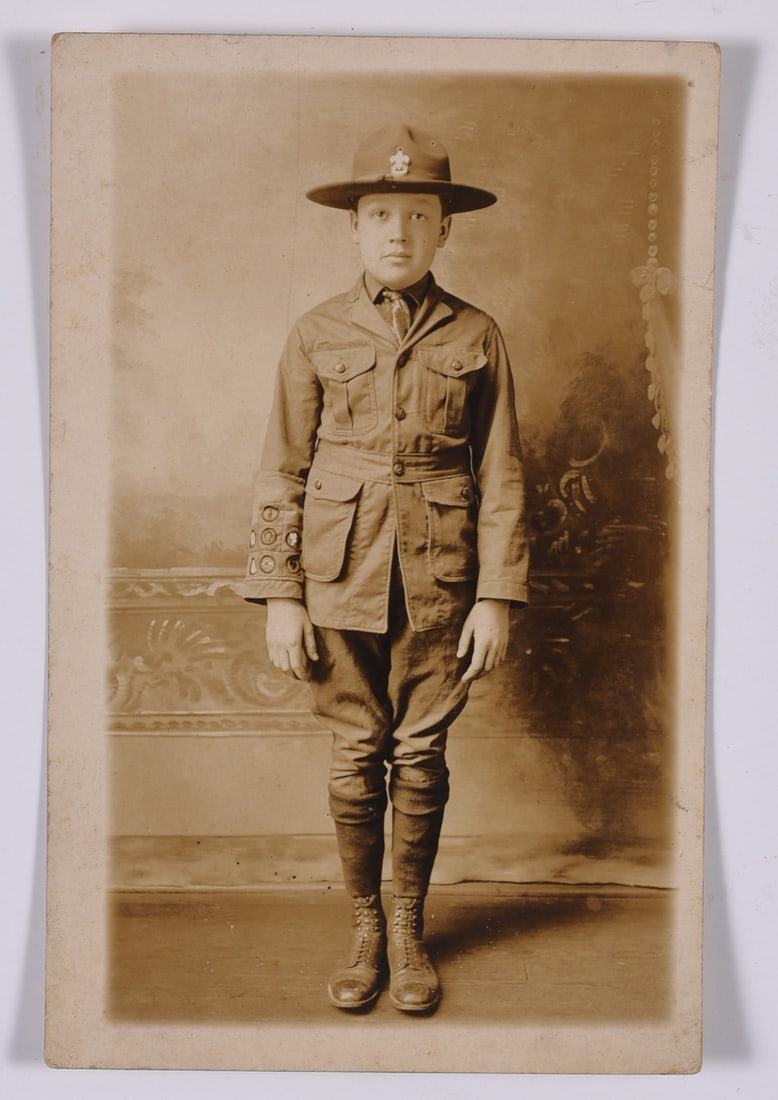 Vintage Photograph of Boy Scout Post Card: 5.5'' x 3'' see photos for condition and details. From a large collection of phallic and drag photos.