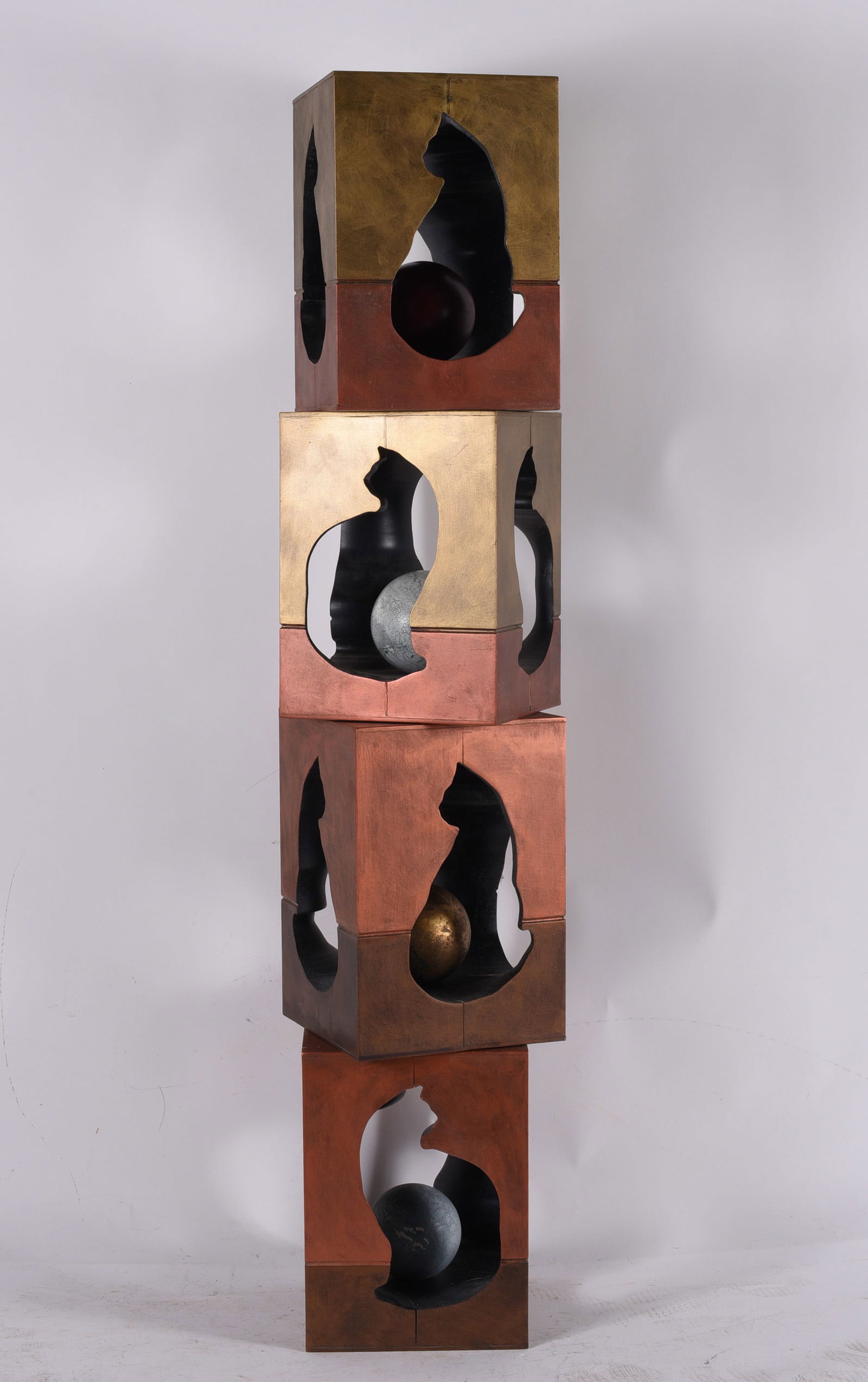 Gene Kangas Wooden Cat Sculpture (1 of 4)