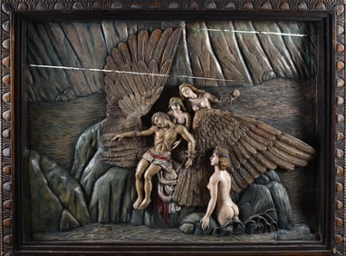 F Madridejos Carved Wall Sculpture 50" x 40"