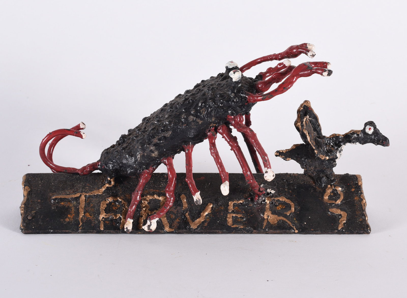 Willie Tarver (1932 - 2010): 9" x 4.5" Welded metal scultpure and paint. Willie Tarver of Wadley GA is the son of a share-cropper. He is a welder and self taught artist. African American.