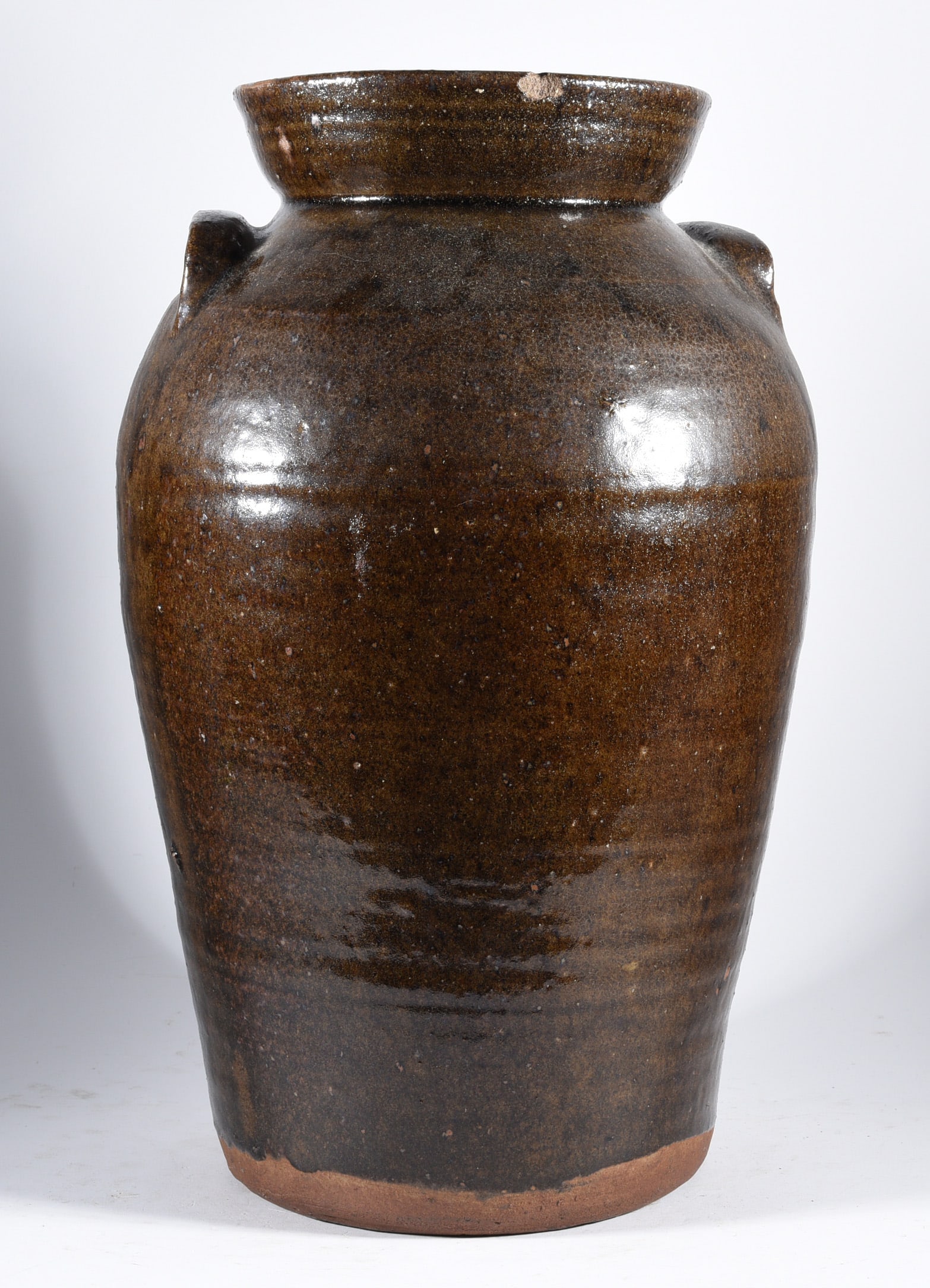 Catawba Valley Alkaline Glaze Churn: 16" ca. 1890 alkaline glaze churn, not marked.