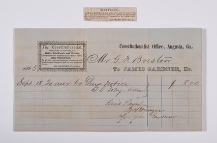 Negro Slave Newspaper Ad w/ Original 1863 Reciept