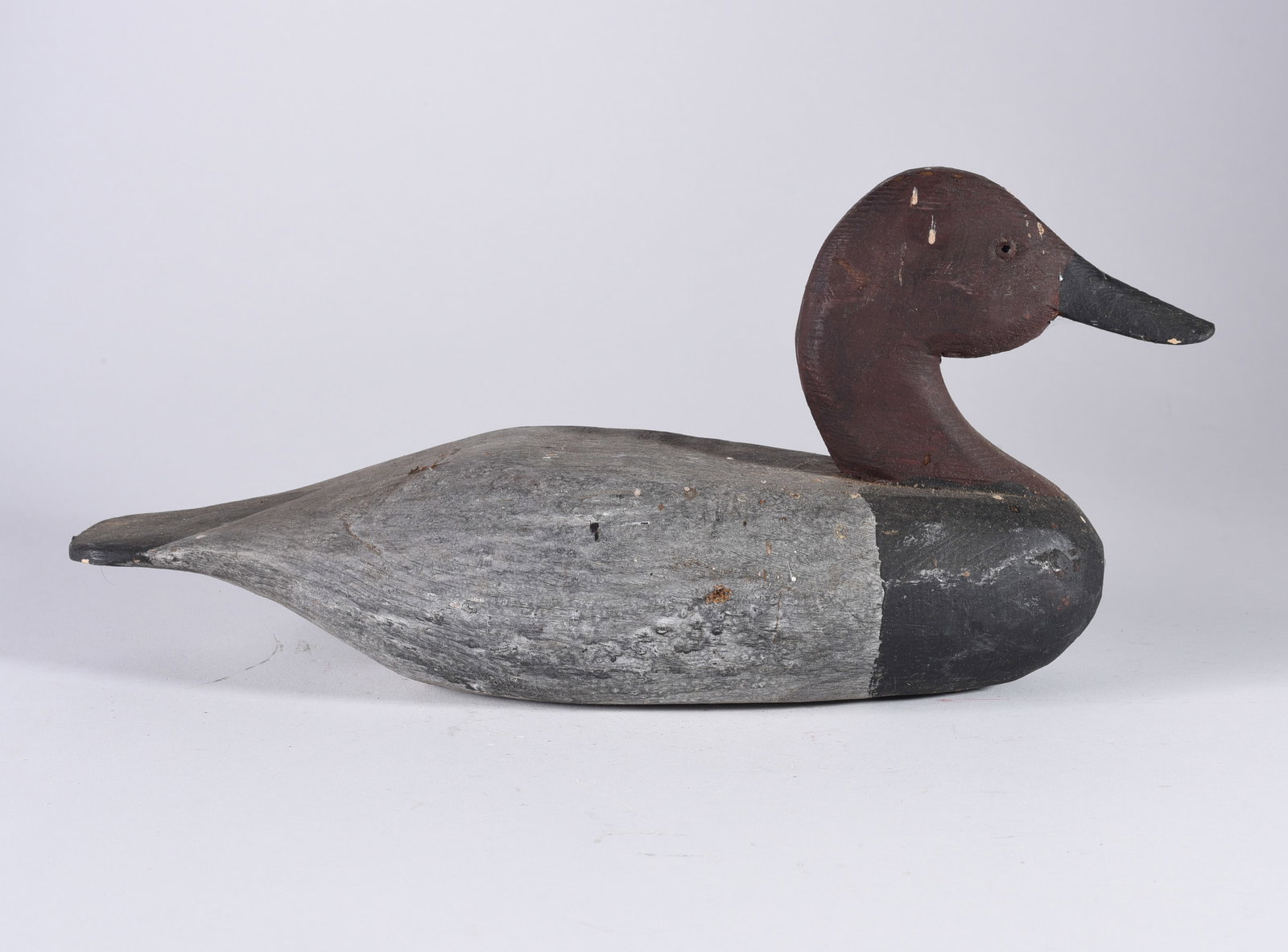 Romie Waterfield Family Carved Decoy: 13.5" Romie Waterfield wood carved decoy, original paint. From the collection of Quincy Scarborough