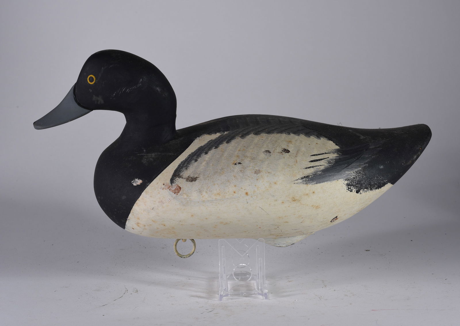 Jim Pierce Waterfield Family Carved Decoy: 14" Jim Pierce wood carved decoy, original paint. From the collection of Quincy Scarborough