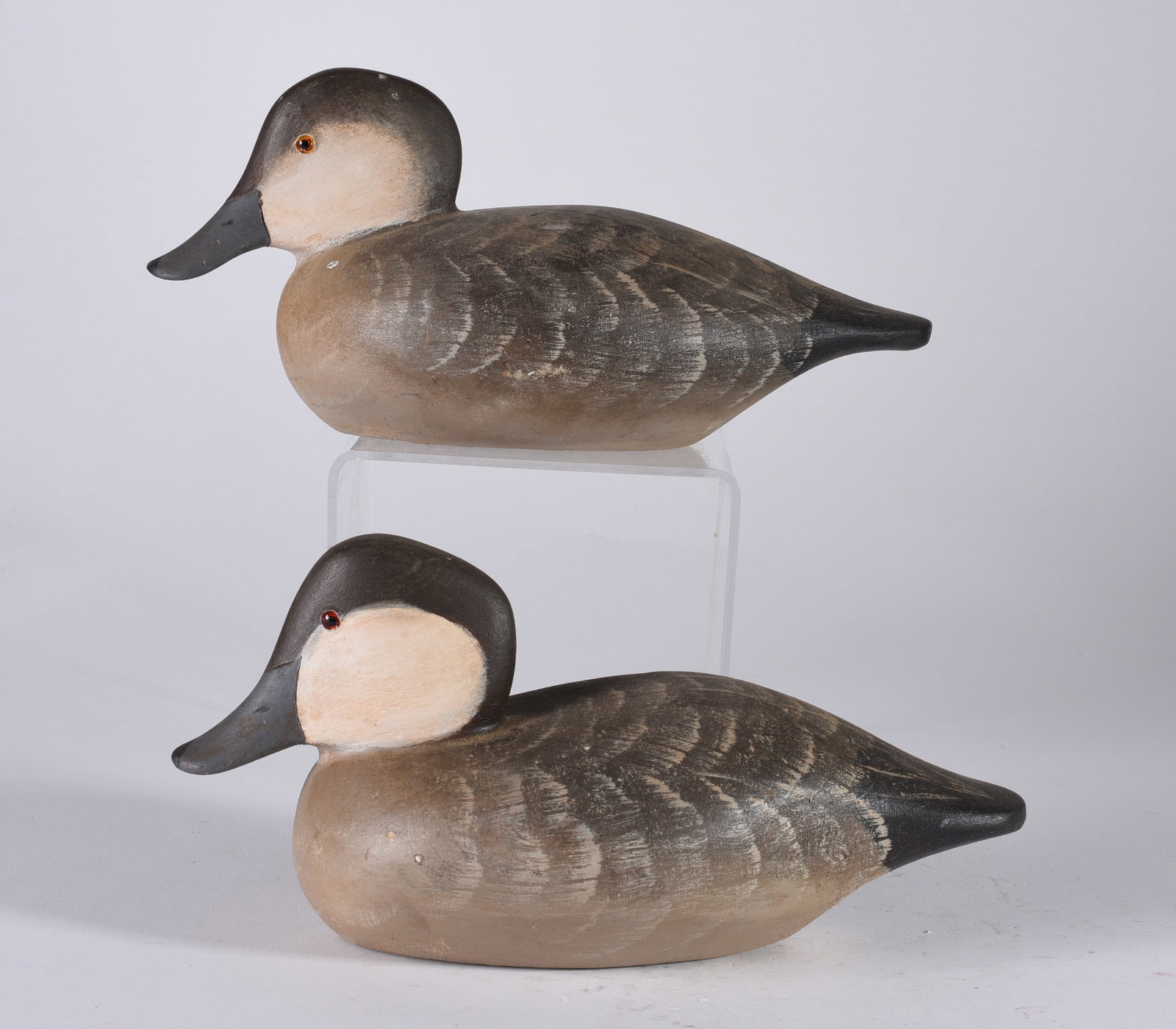 DL Waterfield Carved Decoy: 9" D.L Waterfield wood carved decoy, original paint. From the collection of Quincy Scarborough