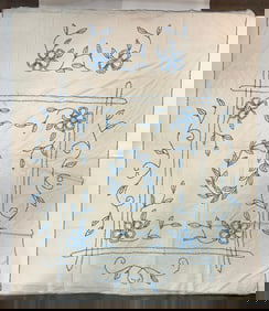 American Handmade Textile Throw Quilt Top