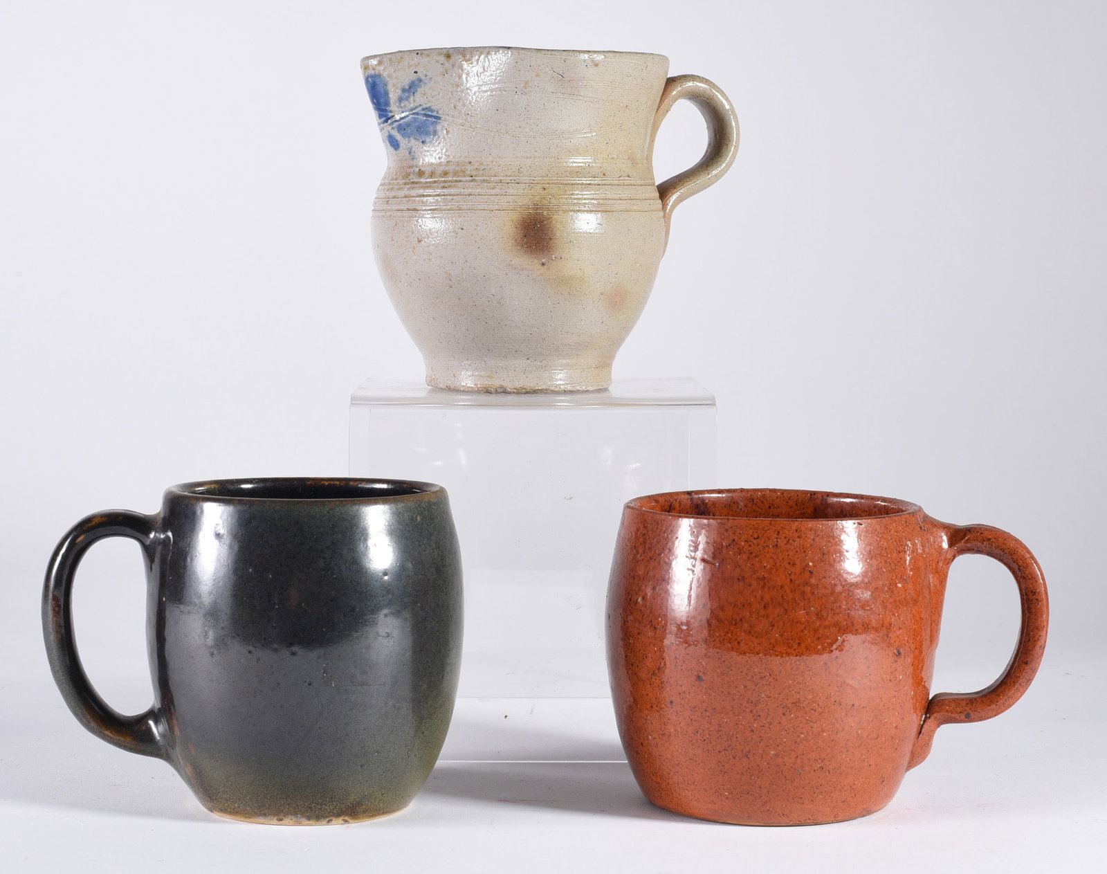 North Carolina Pottery Mugs: Average size 4" pottery mugs, signed jugtown and Ben Owen Master Potter.
