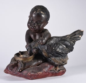 Antique Chalk Bust of Black Boy