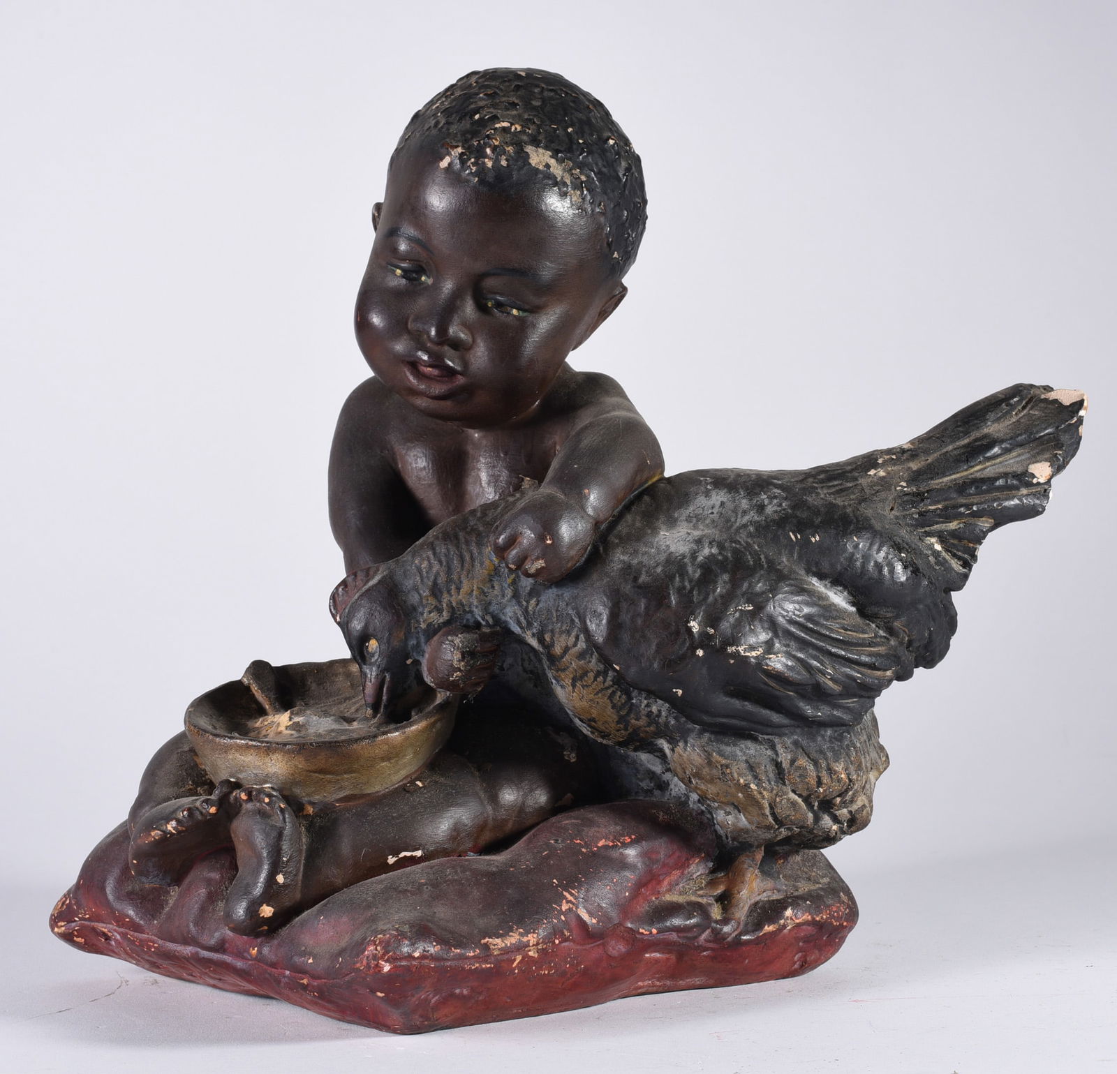 Antique Chalk Bust of Black Boy (1 of 3)