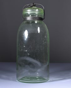 Antique Green Globe Fruit Jar
