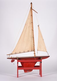 Antique Carved Sail Boat on Stand