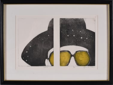Artwork on paper framed signed
