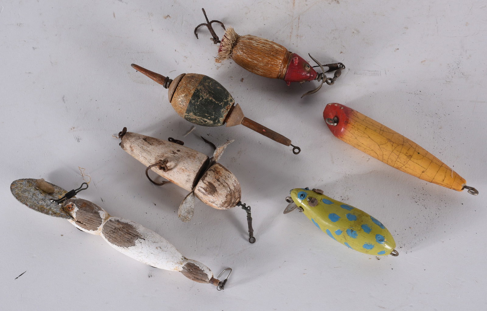 Antique Wooden Fishing Lures: Average 3" from the collection of Dr. Richard Seed.