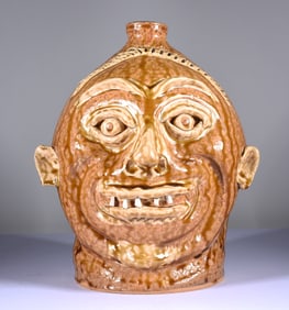 Marvin Bailey Face Jug Two Tone Glaze