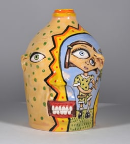 Stacy Lambert Folk Pottery Face Jug