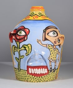 Stacy Lambert Folk Pottery Face Jug