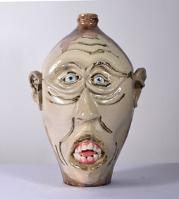 William Kennedy Crystalline Face Jug Uwharrie Pottery