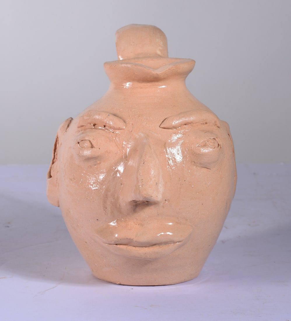 Pottery Face jug signed Gus (1 of 3)
