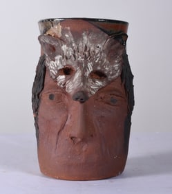 Folk Pottery Indian Face Mug