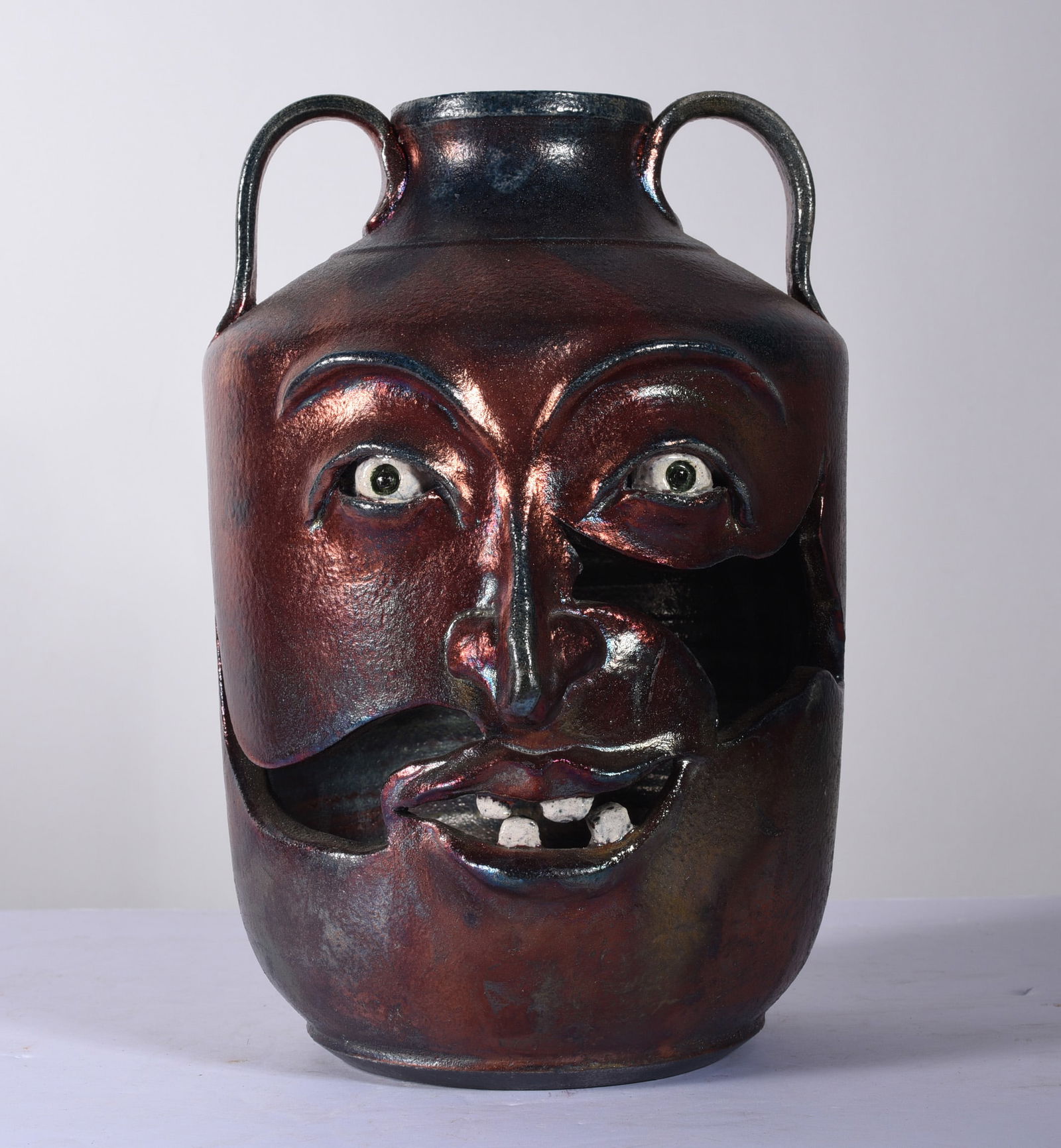 Folk Pottery Face Jug signed (1 of 3)
