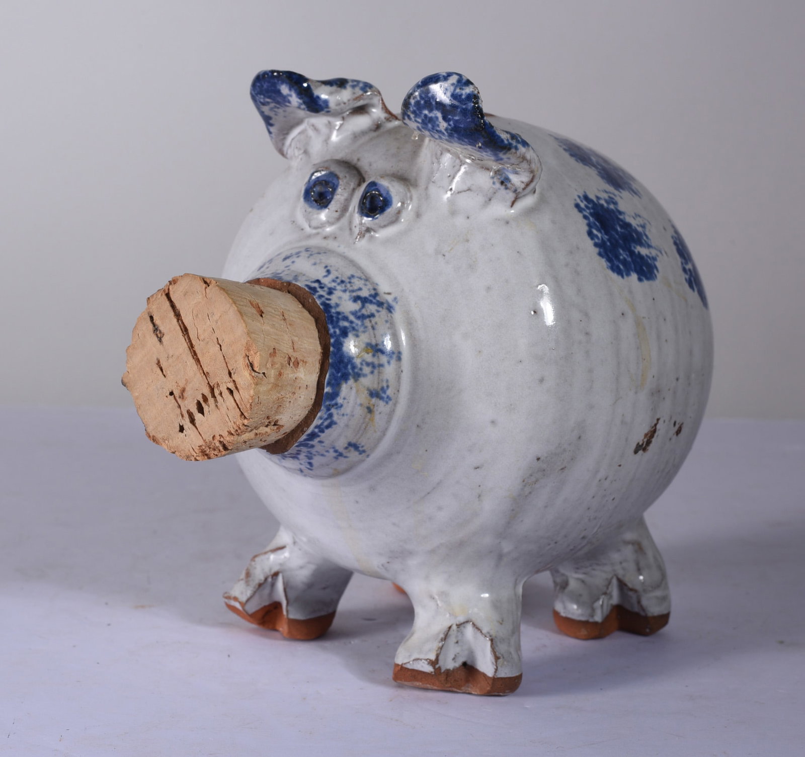 Owens Pottery Pig: 5"x5" pottery pig by Owens, possibly at ML Owens shop with an apprentice