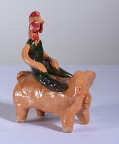 Folk Pottery Pig Rider