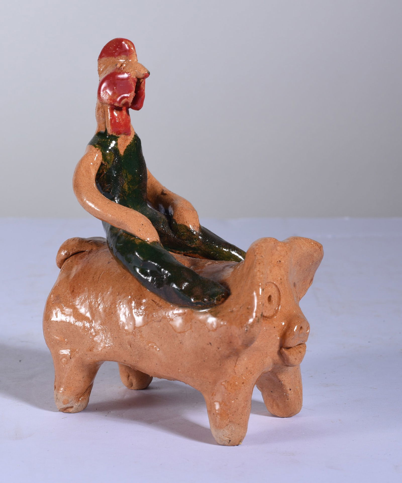 Folk Pottery Pig Rider (1 of 3)