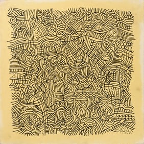 Eric Cunningham Folk Art Painting Abstract