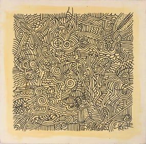 Eric Cunningham Folk Art Painting Abstract