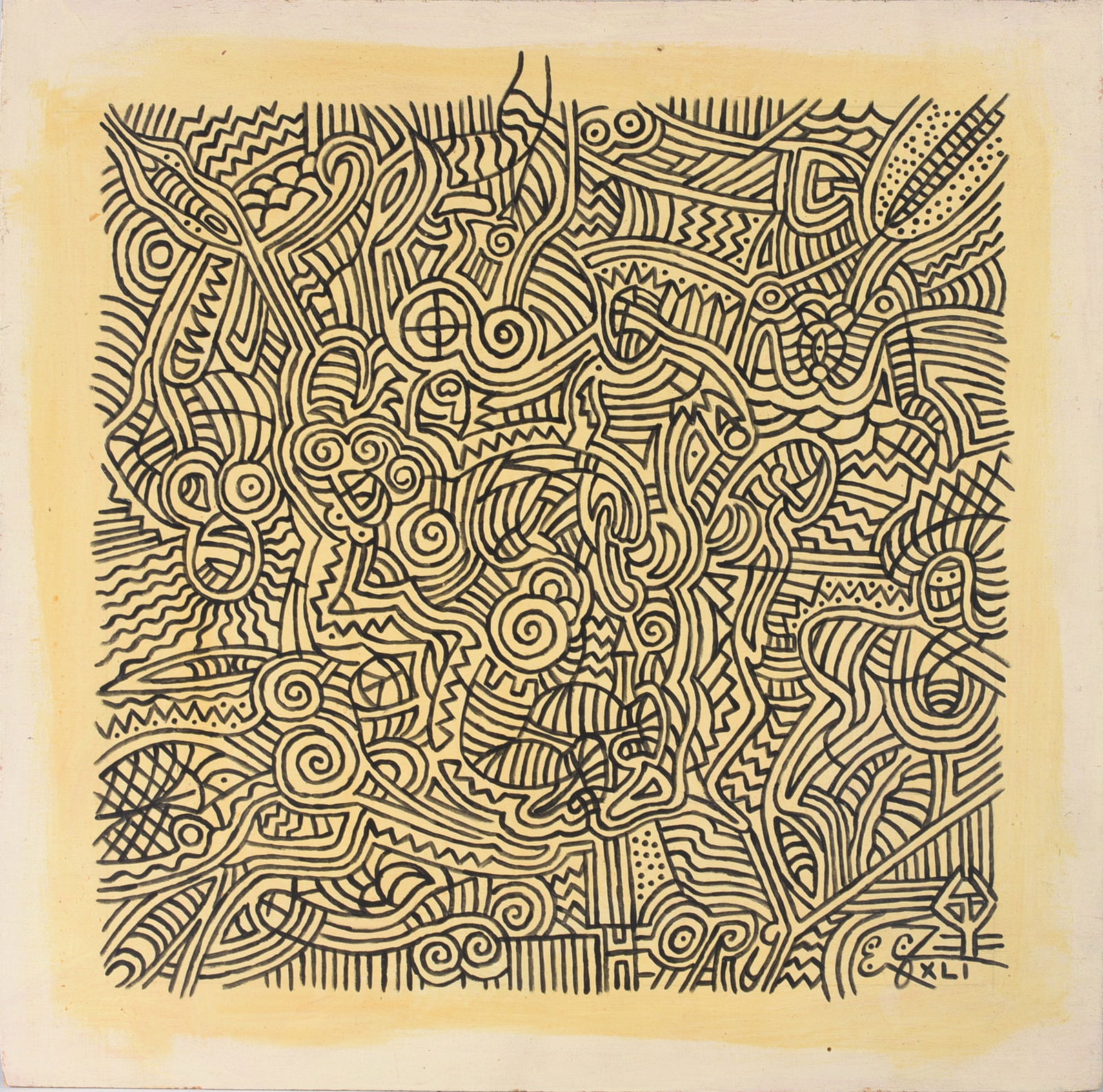 Eric Cunningham Folk Art Painting Abstract (1 of 2)