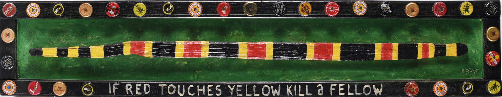 Eric Cunningham Folk Art Painting: 38"x7-1/2" paint on wood by Eric Cunningham. Signed.