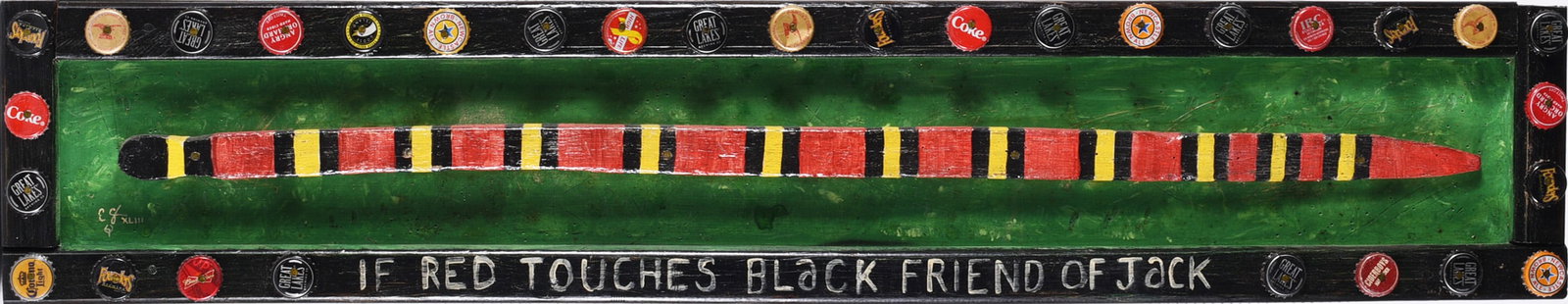 Eric Cunningham Folk Art Painting: 38"x7-1/2" painting on wood by Eric Cunningham. Signed.
