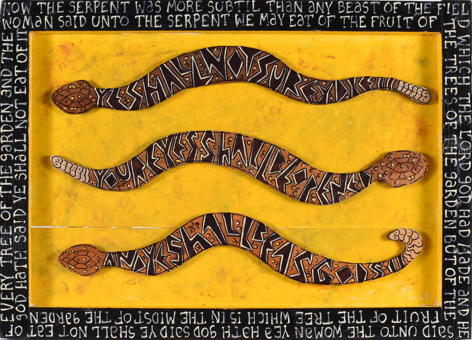 Eric Cunningham Folk Art Painting: 17"x24" painting on wood by Eric Cunningham. Signed.
