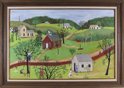 Janice Price (b. 1934 - ) Folk Art Painting