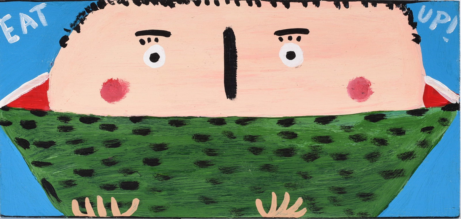 Terry Gaskins Folk Art Painting: 11-1/2"x5-1/2" paint on wood board, signed on back and dated 2016